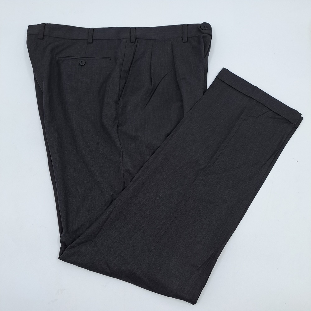 Ermenegildo Zegna Dress Pants Mens 38x34 Wool Charcoal Gray Pleated Cuffed Italy